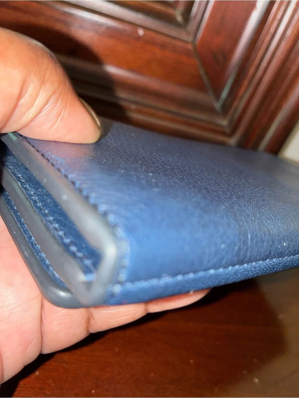 Fossil Navy Leather Wristlet Wallet